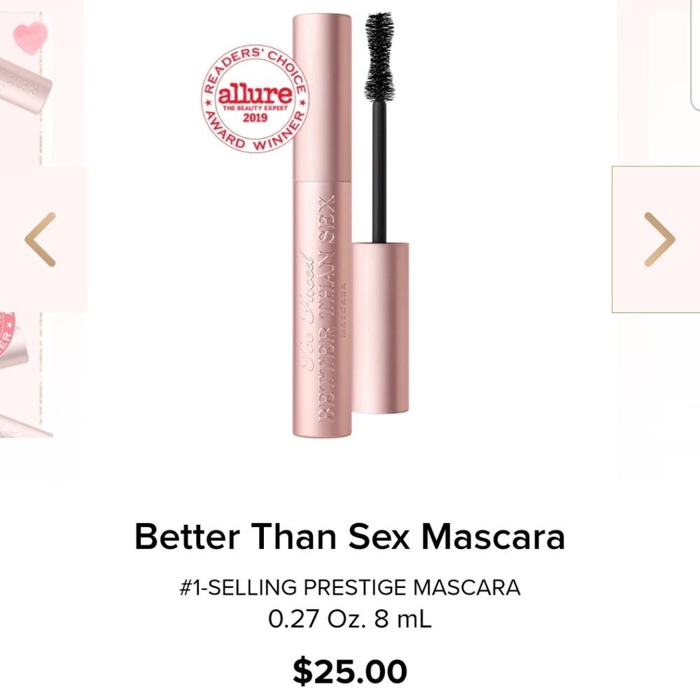 NWOT Too Faced Better Than Sex full size mascara